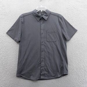 VRST Refined Knit Button Down Shirt Medium Gray‎ Men Moisture Wicking Casual NWT